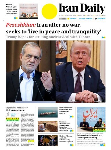 Front pages of Iran's English dailies on January 25