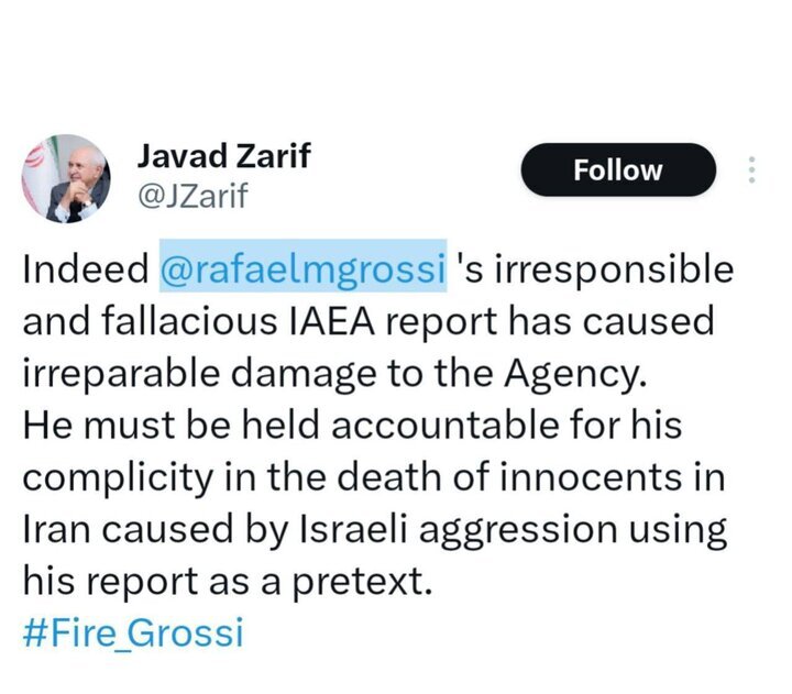Grossi should be fired: Zarif Grossi should be fired: Zarif