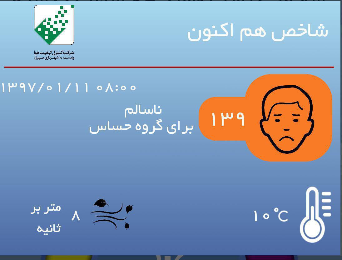 هوای تهران برای گروههای حساس، ناسالم است هوای تهران برای گروههای حساس، ناسالم است
