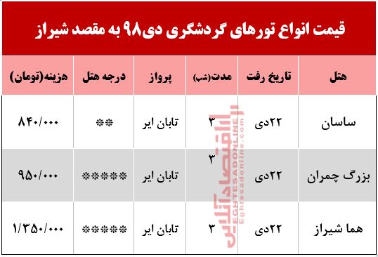 تور هوایی شیراز چند؟ تور هوایی شیراز چند؟