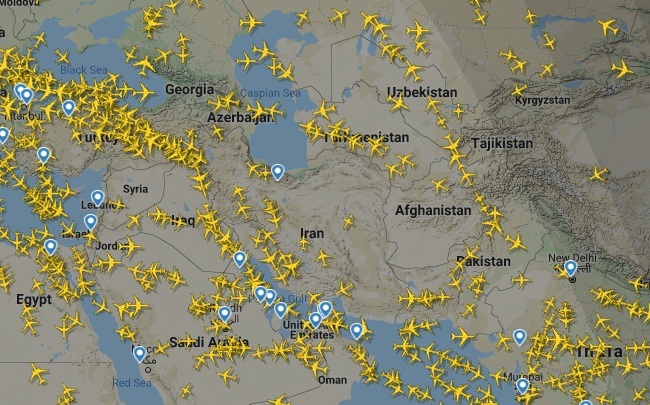کاهش شدید ترافیک پروازهای خارجی در آسمان ایران +عکس کاهش شدید ترافیک پروازهای خارجی در آسمان ایران +عکس