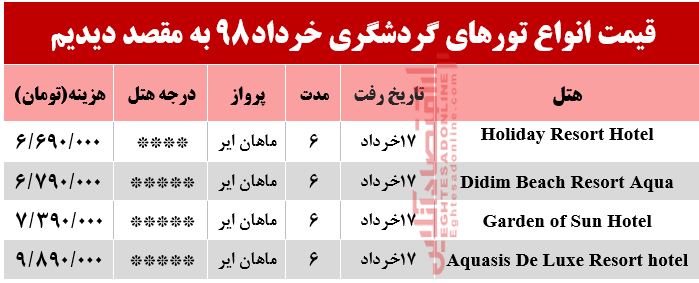 سفر به دیدیم ترکیه چند تمام می‌شود؟