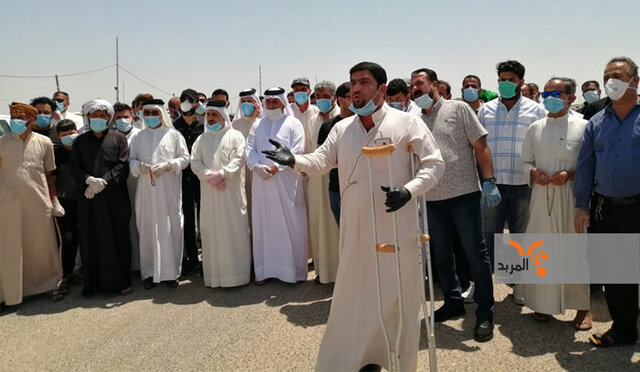 تجمع شهروندان عراقی در بصره برای بازگشایی مرز شلمچه تجمع شهروندان عراقی در بصره برای بازگشایی مرز شلمچه