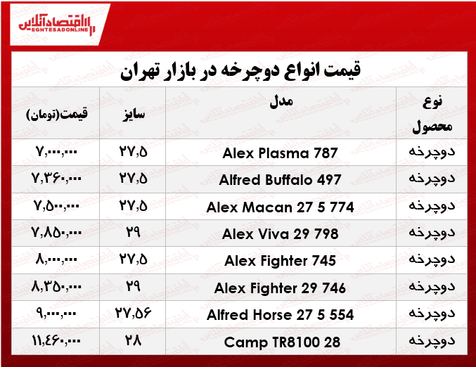 قیمت انواع دوچرخه سایز بزرگ در بازار چند؟ +جدول