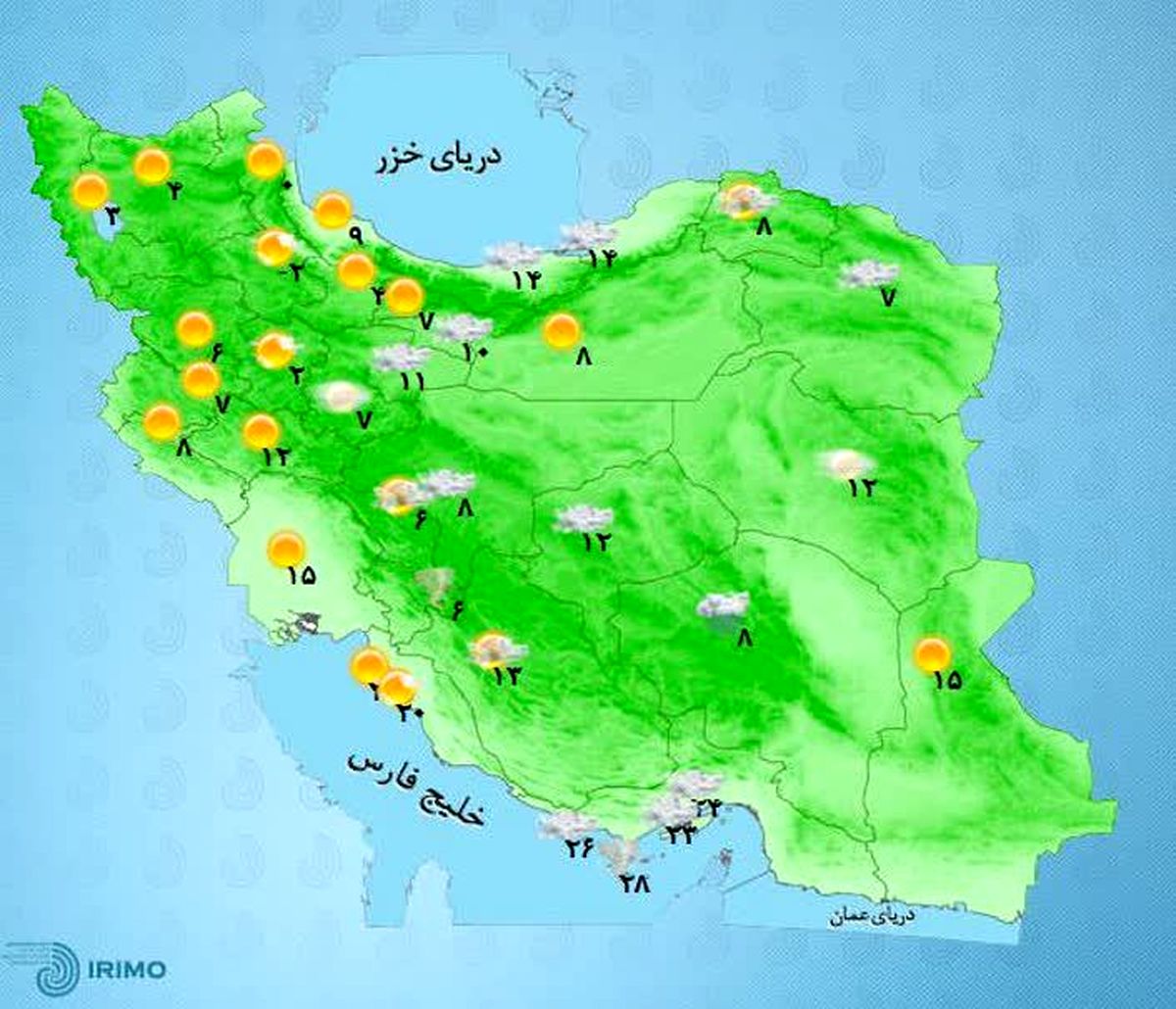 کاهش ۵ تا ۷ درجه ای دمای هوا در نوار شمالی کشور کاهش ۵ تا ۷ درجه ای دمای هوا در نوار شمالی کشور