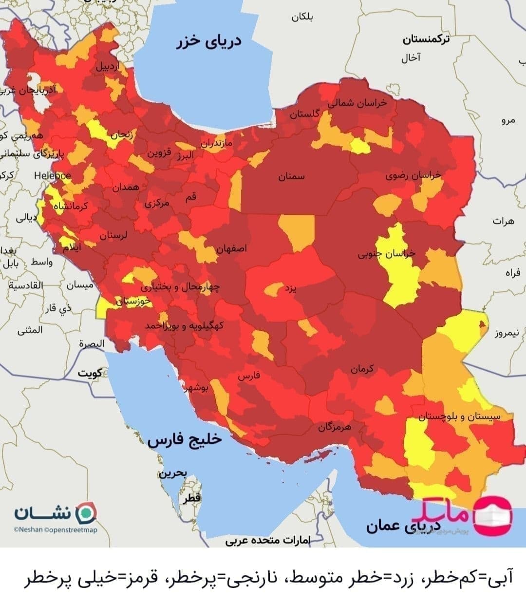 ۳۵۹ شهرستان در وضع قرمز کرونایی ۳۵۹ شهرستان در وضع قرمز کرونایی