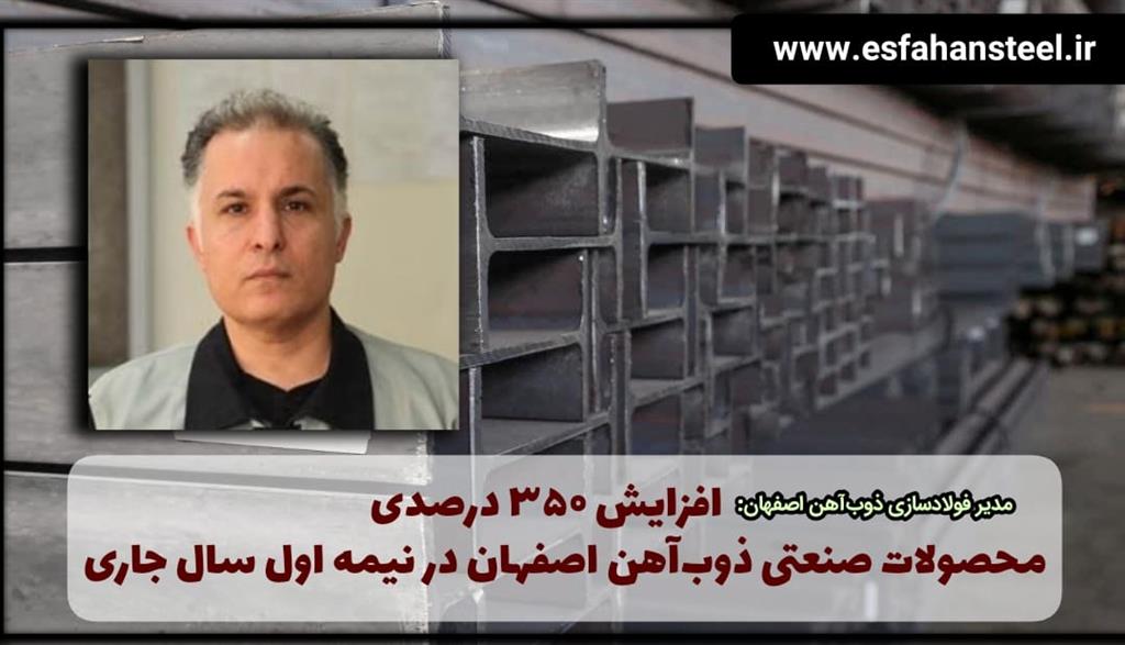 افزایش۳۵۰ درصدی محصولات صنعتی ذوب آهن اصفهان در نیمه اول سال جاری افزایش۳۵۰ درصدی محصولات صنعتی ذوب آهن اصفهان در نیمه اول سال جاری