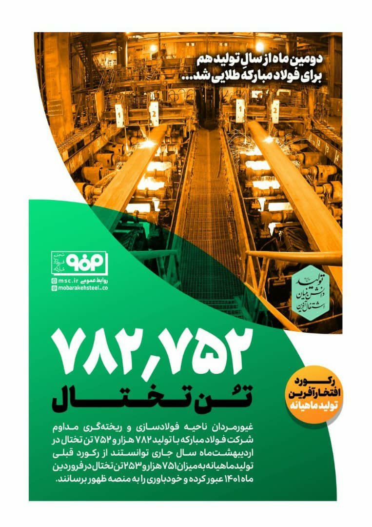 دومین ماه از سالِ تولید هم برای فولاد مبارکه طلایی شد دومین ماه از سالِ تولید هم برای فولاد مبارکه طلایی شد