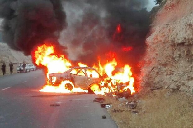 ۳ نفر در محور رفسنجان - کرمان در آتش سوختند