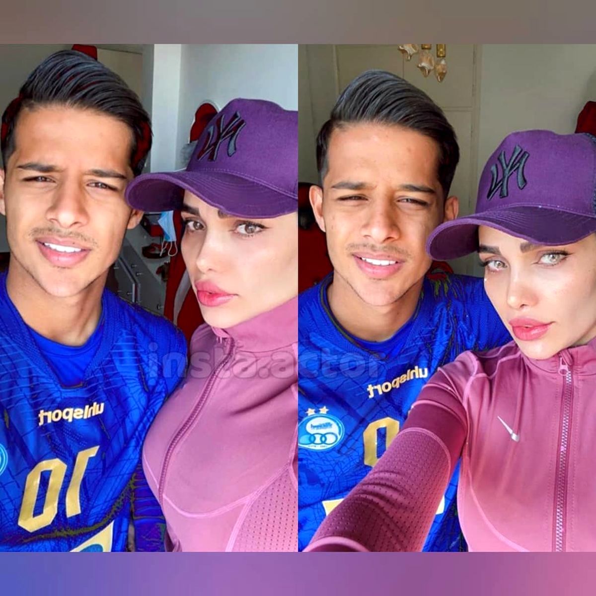 تمرین ورزشی مهدی قائدی و همسرش در باشگاه های مختلط دبی + عکس