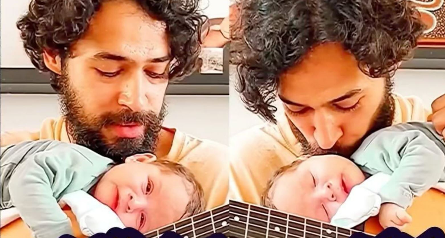 لالایی و گیتار زدن یک پدر برای نوزادش + فیلم