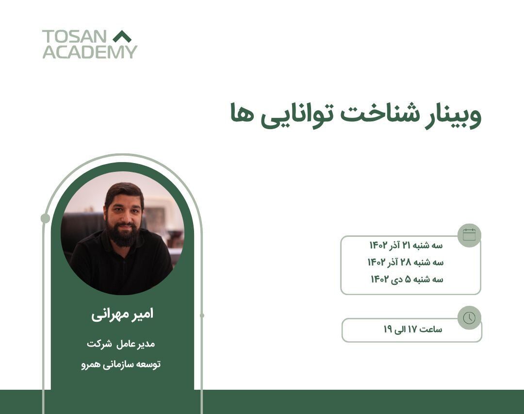 برگزاری وبینار آموزشی شناخت تواناییها با رویکرد توسعه فردی برگزاری وبینار آموزشی شناخت تواناییها با رویکرد توسعه فردی