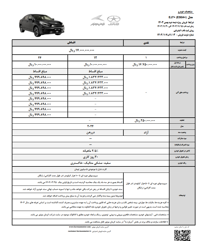 آغاز فروش نقدی و اقساطی خودرو برقی کرمان موتور با امتیازهای ویژه