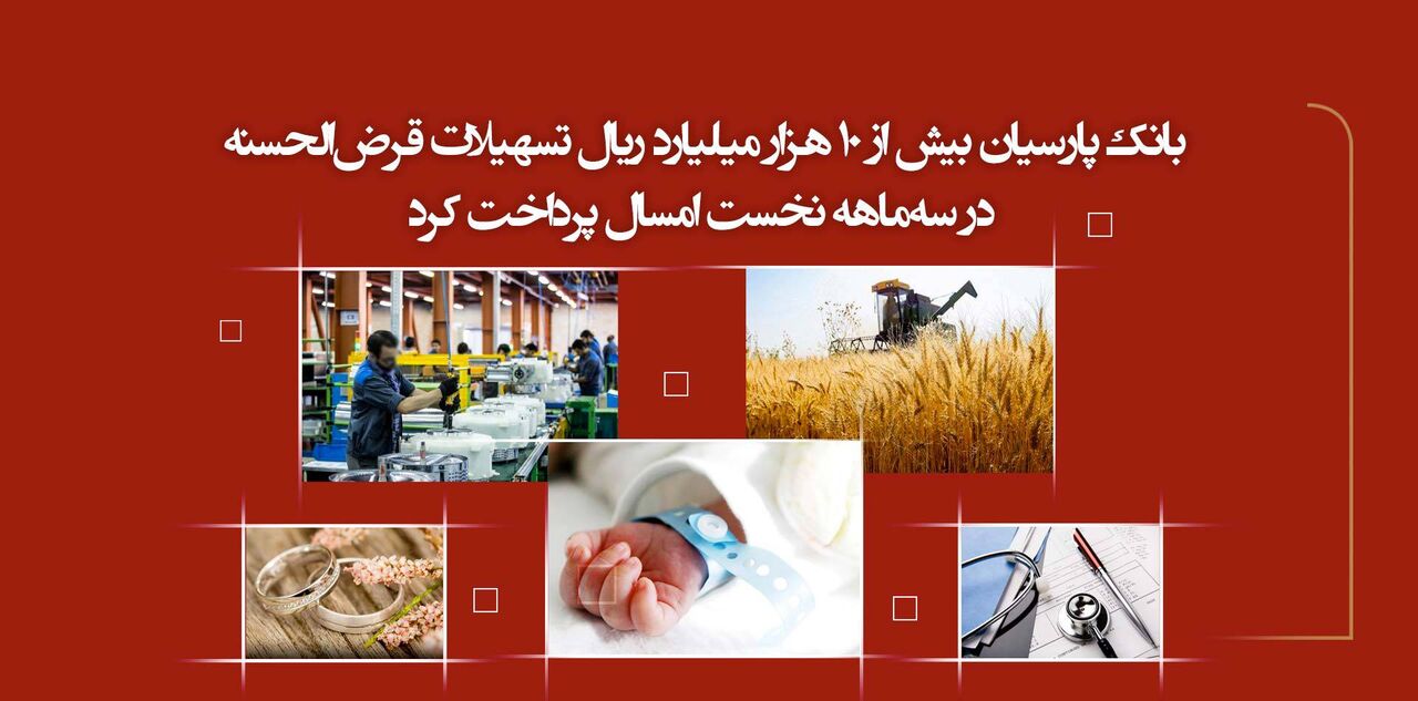 بانک پارسیان بیش از ۱۰ هزار میلیارد ریال تسهیلات قرضالحسنه در سهماهه نخست امسال پرداخت کرد / تعهدات اجتماعی سرلوحه فعالیتهای بانک پارسیان بانک پارسیان بیش از ۱۰ هزار میلیارد ریال تسهیلات قرضالحسنه در سهماهه نخست امسال پرداخت کرد / تعهدات اجتماعی سرلوحه فعالیتهای بانک پارسیان