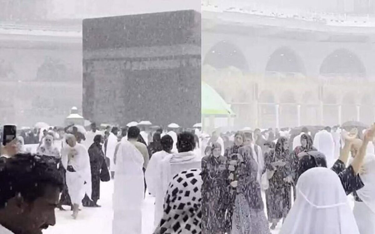 بارش دیدنی برف در مکه + فیلم بارش دیدنی برف در مکه + فیلم