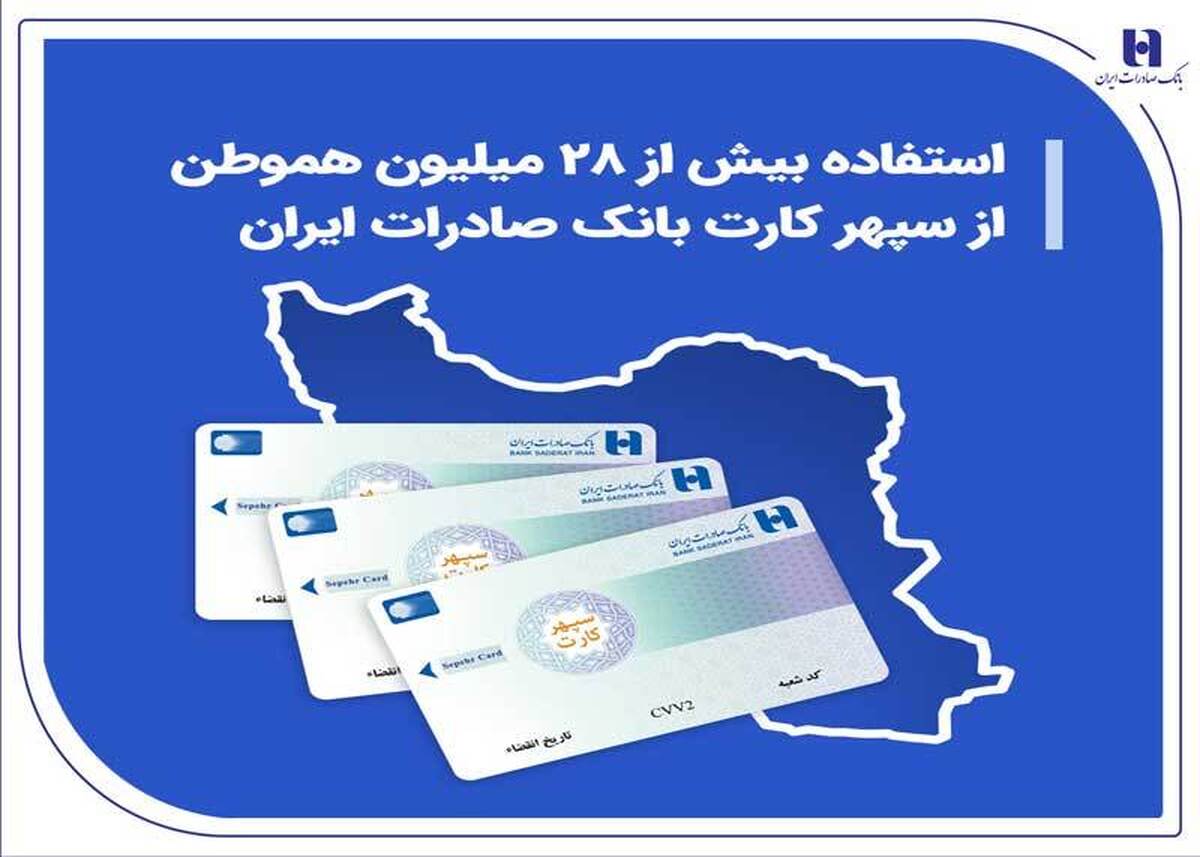 استفاده بیش از 28 میلیون هموطن از سپهر کارت بانک صادرات ایران استفاده بیش از 28 میلیون هموطن از سپهر کارت بانک صادرات ایران