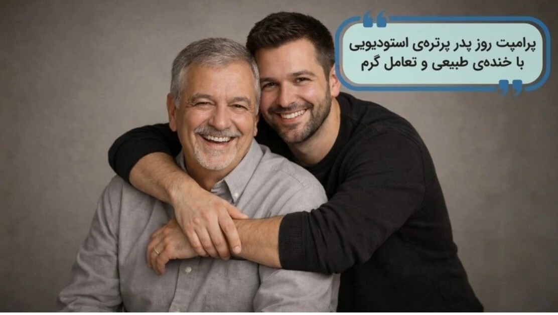ساخت عکس فرزند و پدری با هوش مصنوعی برای روز پدر ۱۴۰۴ / پرامپت عکس دونفره با پدر ساخت عکس فرزند و پدری با هوش مصنوعی برای روز پدر ۱۴۰۴ / پرامپت عکس دونفره با پدر