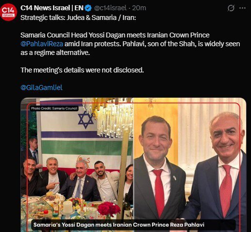 دیدار بی‌سابقه رضا پهلوی با مقام اسرائیلی / رسانه‌ عبری خبر داد + عکس