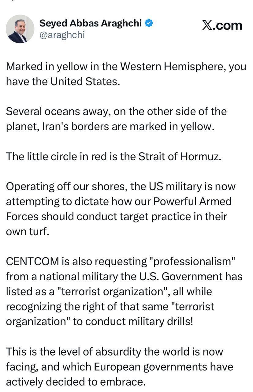 واکنش عراقچی به حضور نیرو‌های بیگانه در خلیج فارس