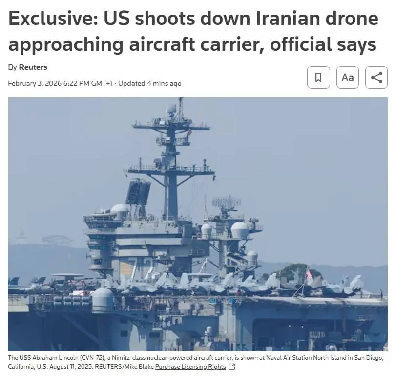 سرنگونی پهپاد ایرانی توسط ناو آمریکایی صحت دارد