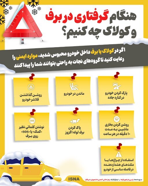 اینفوگرافیک/ هنگام گرفتاری در برف و کولاک چه کنیم؟