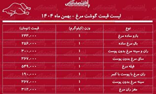 لیست قیمت گوشت مرغ امروز ۲۱ بهمن ۱۴۰۴ / ران مرغ کیلویی چند شد؟ + جدول