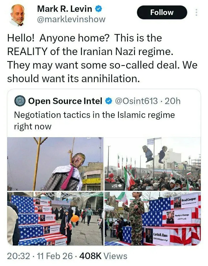 واکنش تهدیدآمیز مارک لوین به تصویر اعدام ترامپ در راهپیمایی تهران + عکس