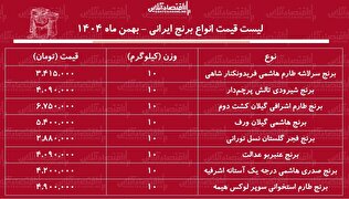 لیست قیمت انواع برنج ایرانی ۲۴ بهمن ۱۴۰۴ / برنج هاشمی درجه یک کیلویی چند شد؟ + جدول