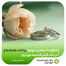 تحقق ۱۰۰ درصدی سهمیه پرداخت وام ازدواج در بانک قرض‌الحسنه مهر ایران