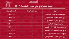 قیمت جدید انواع برنج هندی ۱ اسفند ۱۴۰۴ / کیسه ۱۰ کیلویی برنج هندی مژده، طبیعت، هایلی، خاطره و...را چند بخریم؟ + جدول