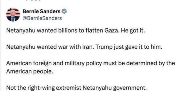 انتقاد سندرز از ترامپ / سیاست خارجی آمریکا را نتانیاهو تعیین می کند
