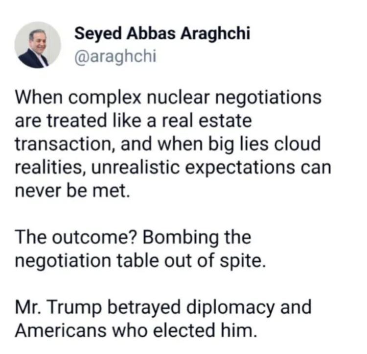 کنایه سنگین و جالب عراقچی به ویتکاف: وقتی یک املاکی را به مذاکرات می‌فرستید همین می‌شود!