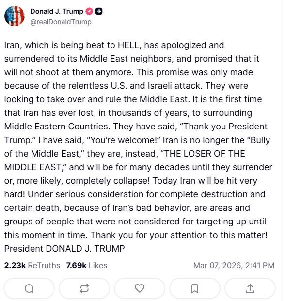 رجزخوانی تازه ترامپ علیه ایران