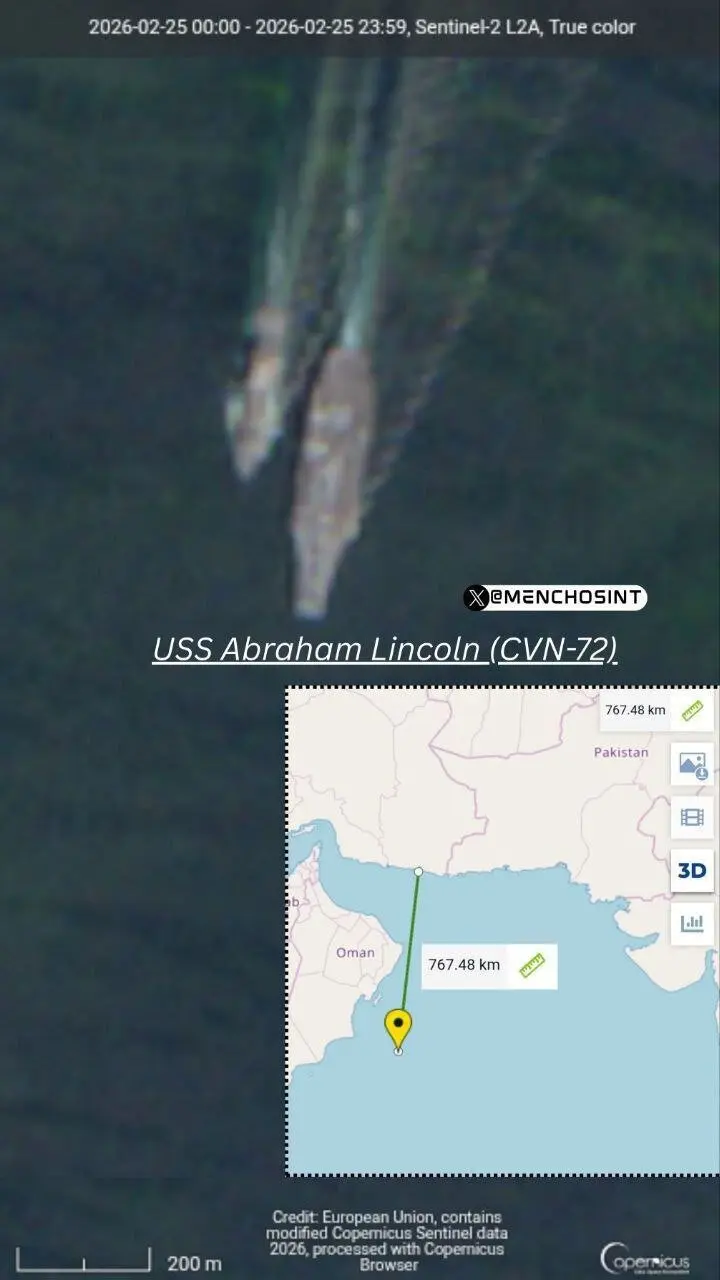 تصویری جدید از موقعیت ناو آبراهام لینکلن بعد از جنگ