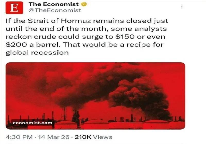 عواقب ترسناک تداوم مسدودی تنگه هرمز/ پیش‌بینی تکان‌دهنده برای ۲ هفته آینده اعلام شد