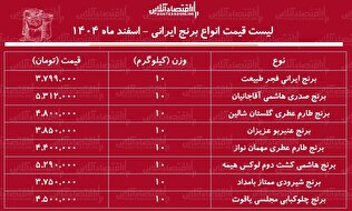 لیست قیمت انواع برنج ایرانی ۳ اسفند ۱۴۰۴ / کیسه ۱۰ کیلویی برنج عنبربو، هاشمی، طارم، شیرودی و...را چند بخریم؟ + جدول
