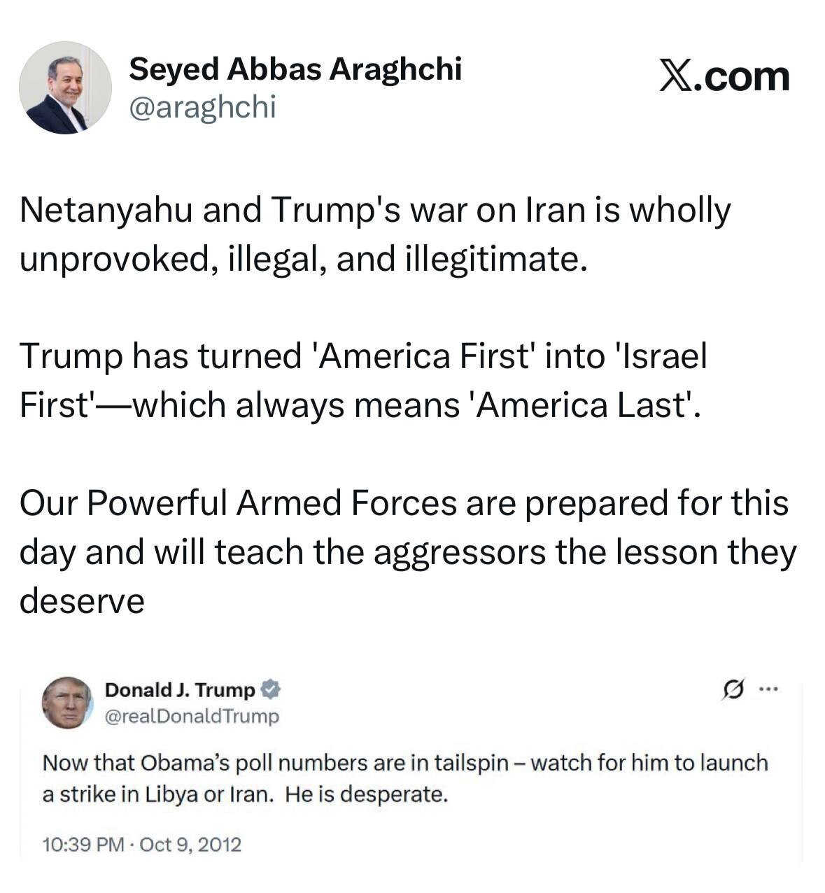 عراقچی به آمریکا و اسراییل هشدار داد