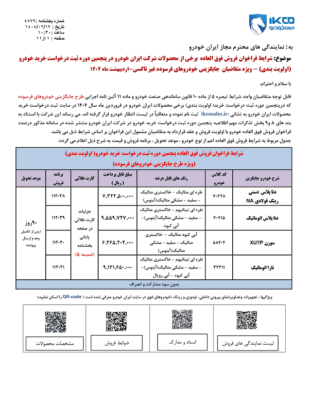 فروش فوق‌العاده محصولات ایران‌خودرو ویژه اردیبهشت ماه+ عکس