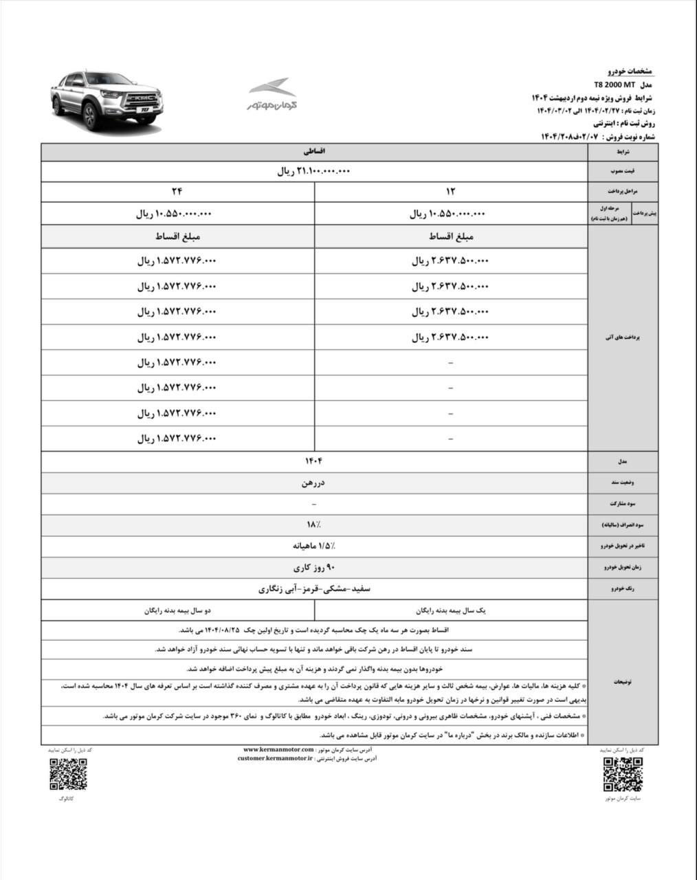 آغاز فروش اقساطی KMC T۸ با بیمه بدنه رایگان