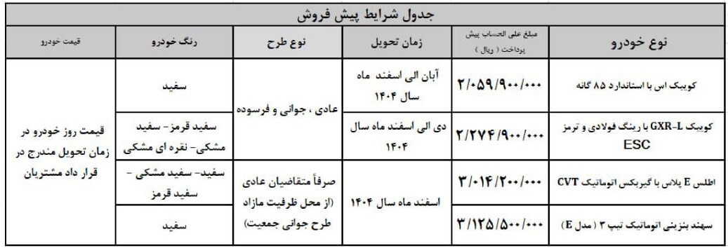 پیش فروش سایپا به مناسبت آزادسازی خرمشهر ۱۴۰۴ / با ۲۰۵,۰۰۰,۰۰۰ میلیون کوییک بخرید + لینک