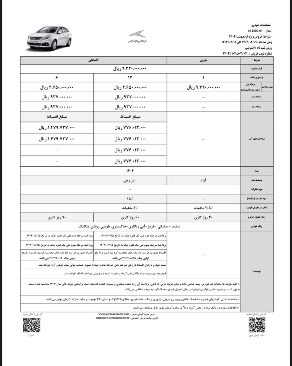 شرایط فروش اقساطی کرمان موتور