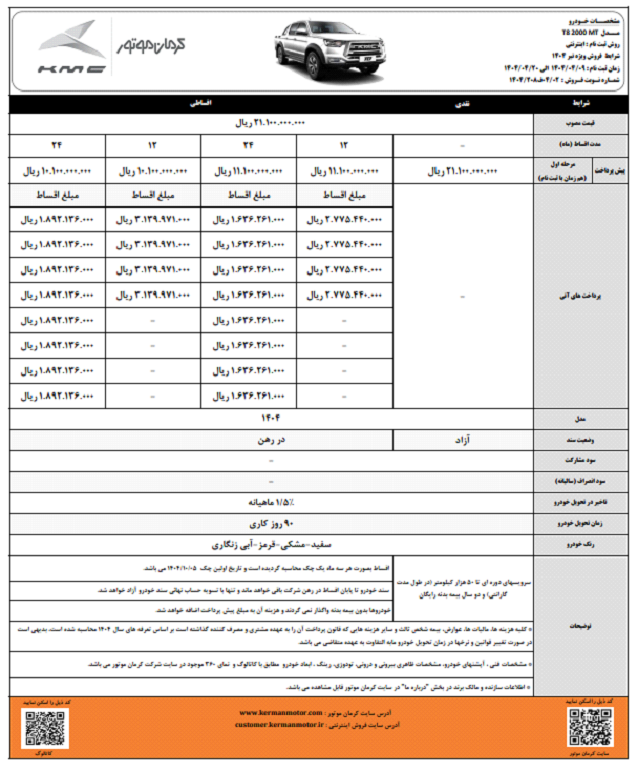 فروش اقساطی KMC T8 مدل ۱۴۰۴  شرایط جدید کرمان موتور