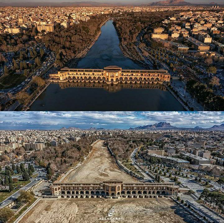 تصویر نگران کننده از زاینده رود در گذر زمان