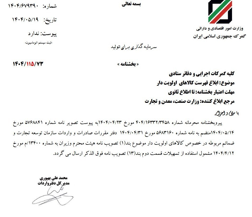 فهرست کالاهای در اولویت‌ِ ترخیص از گمرک مشخص شد