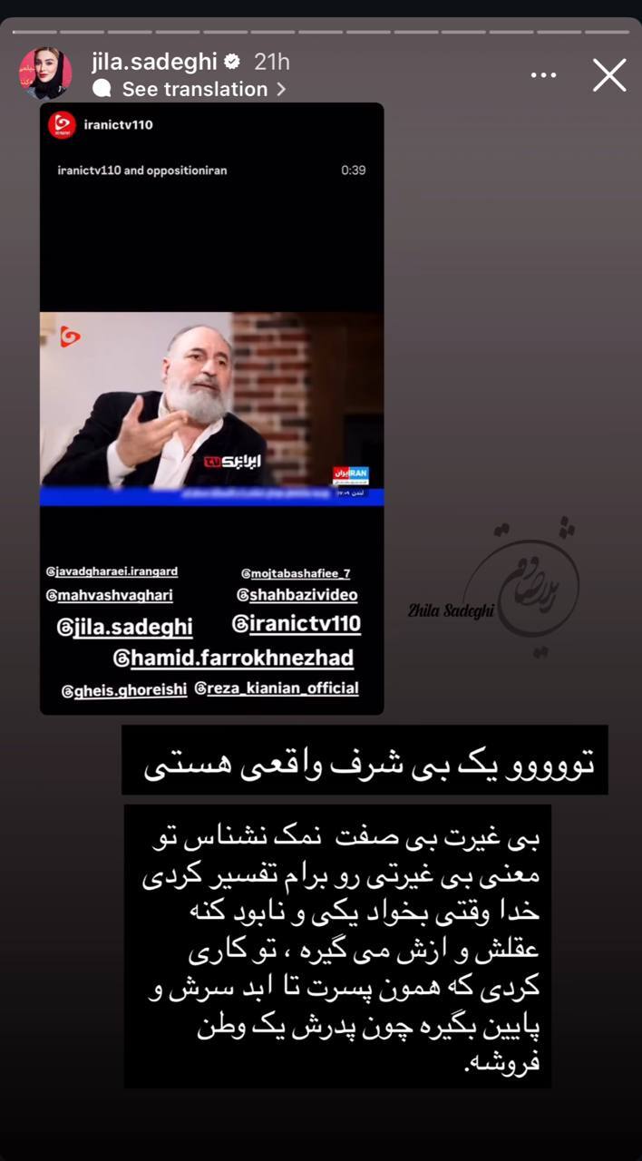حمله تند ژیلا صادقی به حمید فرخ نژاد/ بی غیرت و وطن فروشی