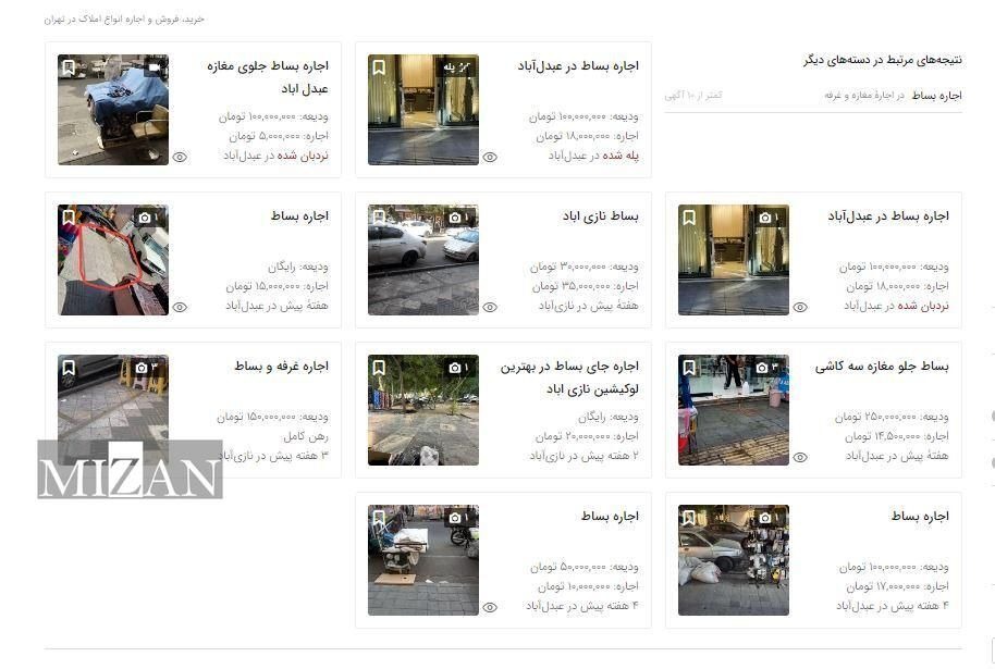 اجاره پیاده‌رو به دست‌فروشان در تهران