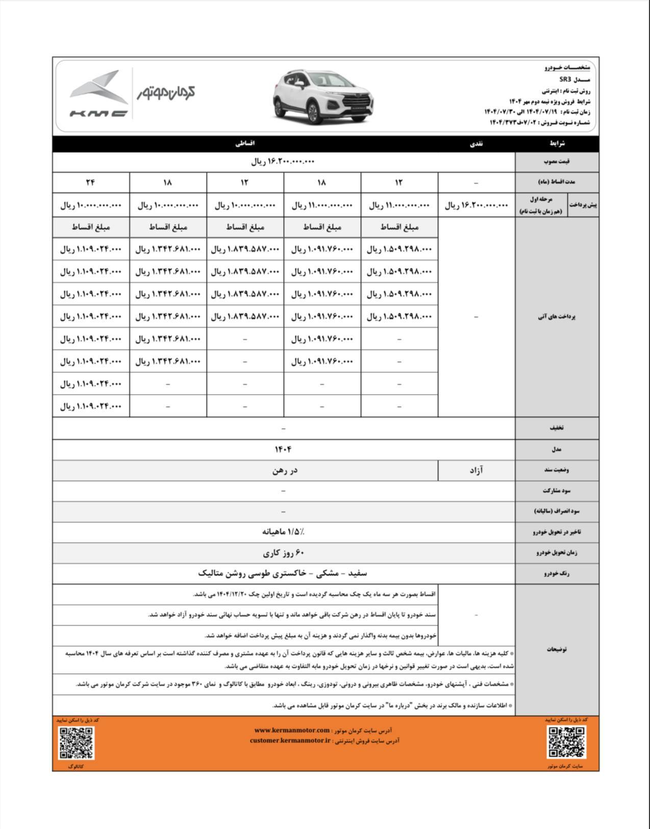 آغاز شرایط فروش نقد و اقساط KMC SR3 توسط کرمان موتور