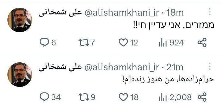 اولین واکنش‌ شمخانی به انتشار فیلم عروسی دخترش: حرام‌زاده‌ها من هنوز زنده‌ام!