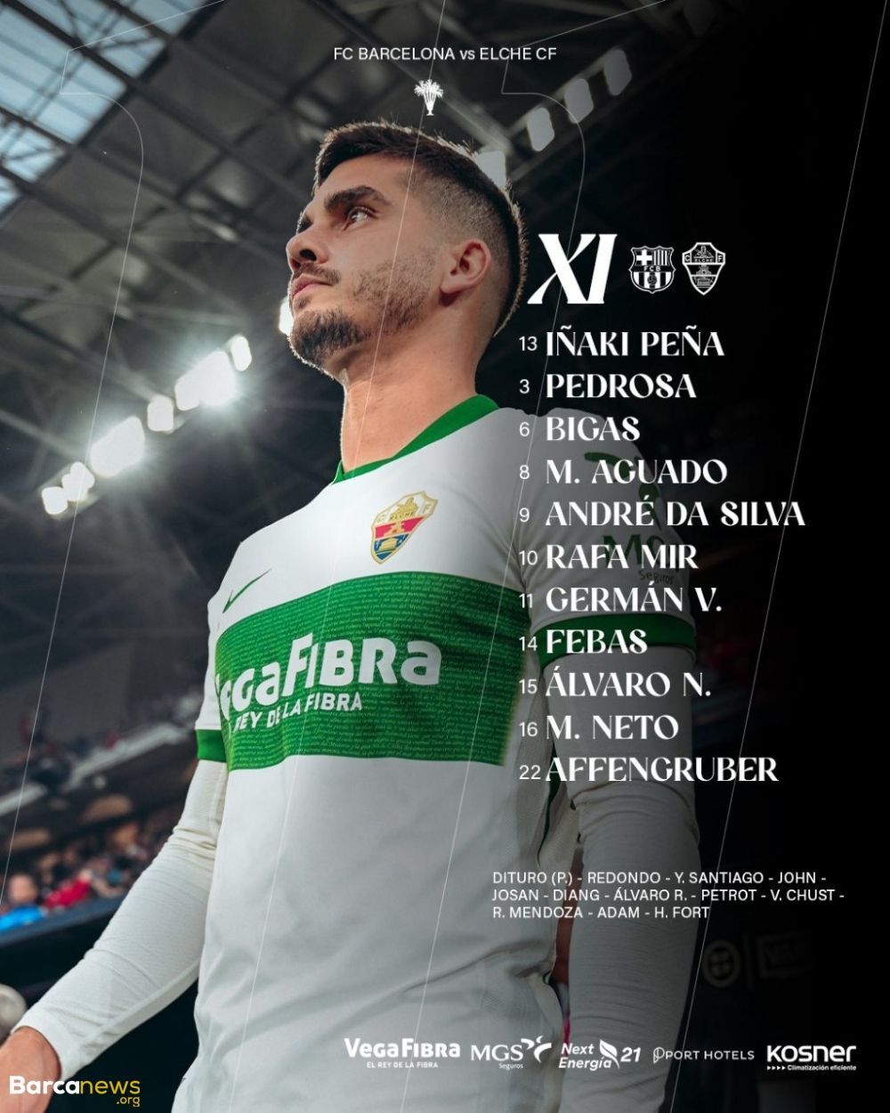 بارسلونا ـ الچه / ترکیب دو تیم اعلام شد