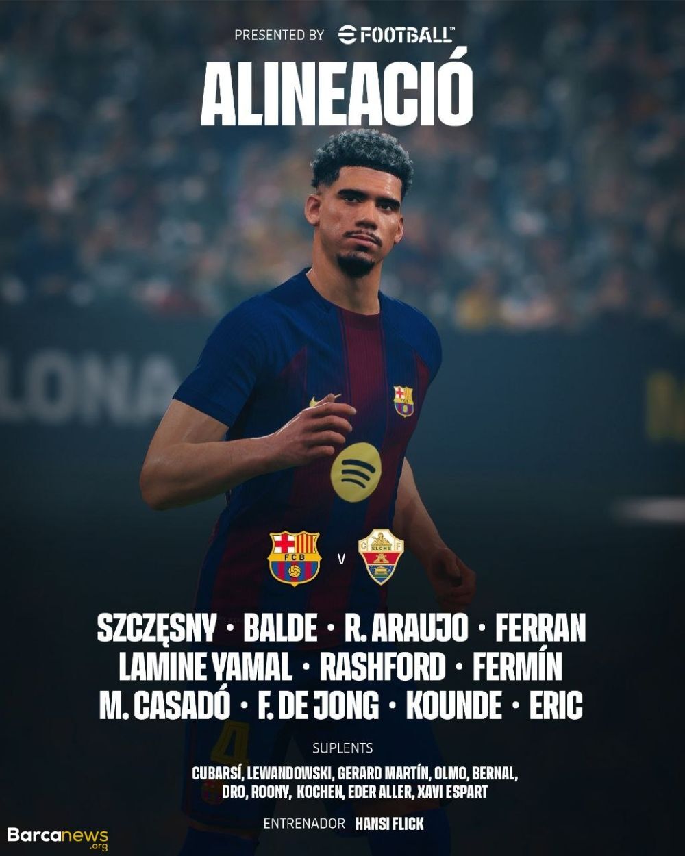 بارسلونا ـ الچه / ترکیب دو تیم اعلام شد